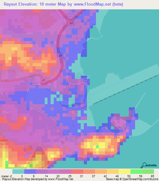 Raysut,Oman Elevation Map