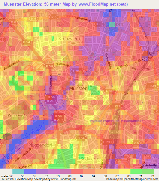 Muenster,Germany Elevation Map