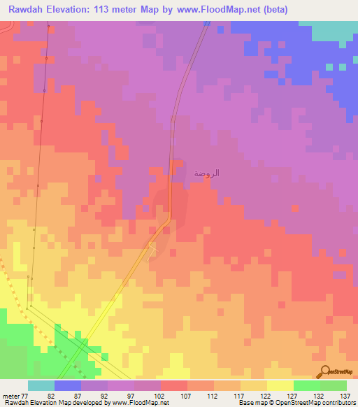 Rawdah,Oman Elevation Map