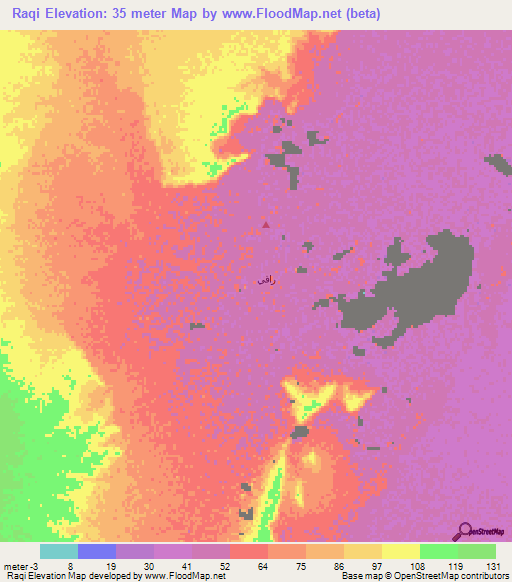 Raqi,Oman Elevation Map