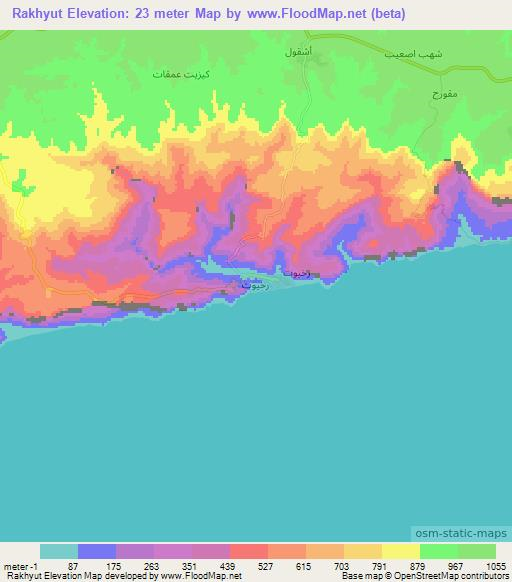 Rakhyut,Oman Elevation Map