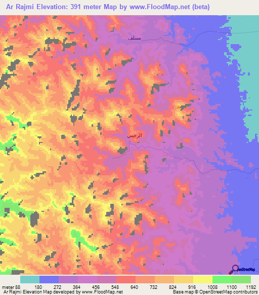 Ar Rajmi,Oman Elevation Map