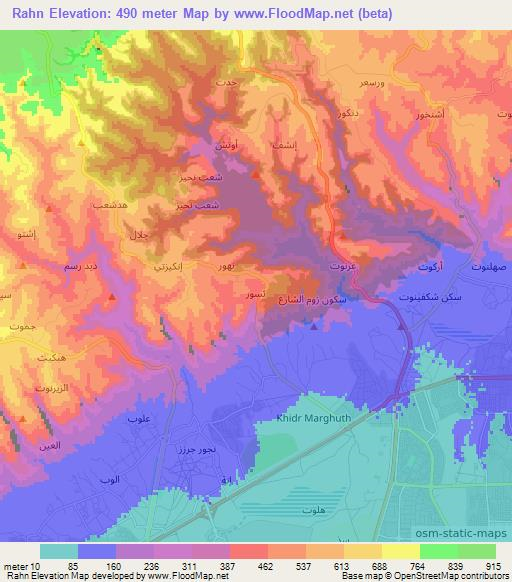 Rahn,Oman Elevation Map