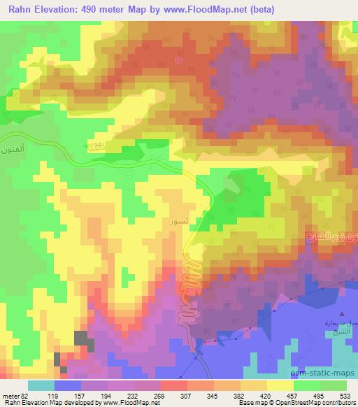 Rahn,Oman Elevation Map