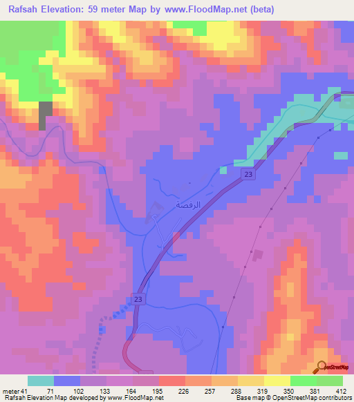 Rafsah,Oman Elevation Map