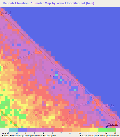 Raddah,Oman Elevation Map