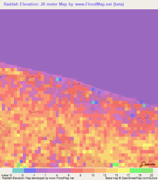 Raddah,Oman Elevation Map