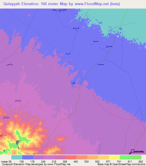 Qulayyah,Oman Elevation Map