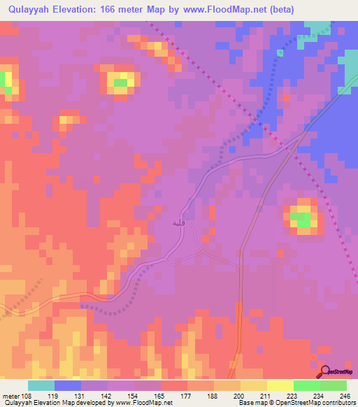 Qulayyah,Oman Elevation Map