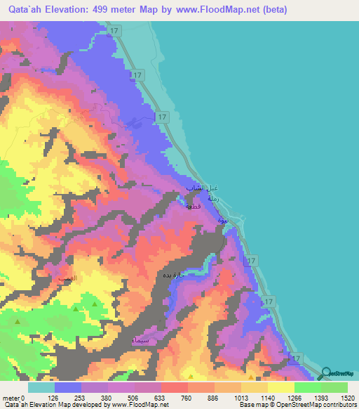 Qata`ah,Oman Elevation Map