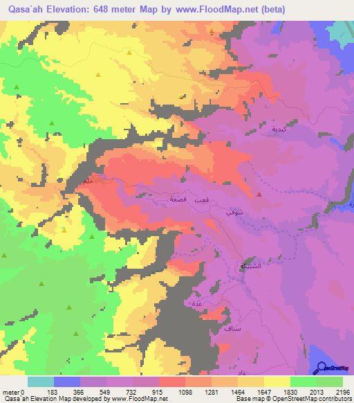 Qasa`ah,Oman Elevation Map