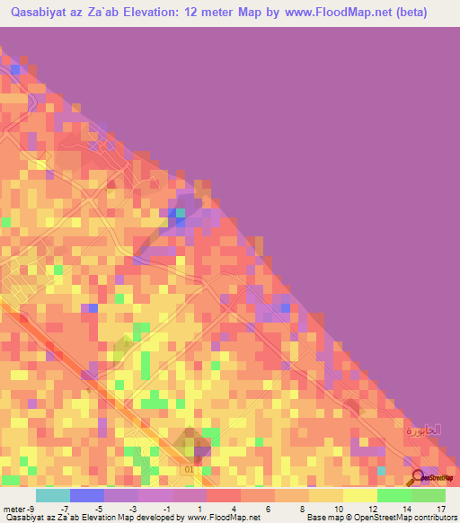 Qasabiyat az Za`ab,Oman Elevation Map