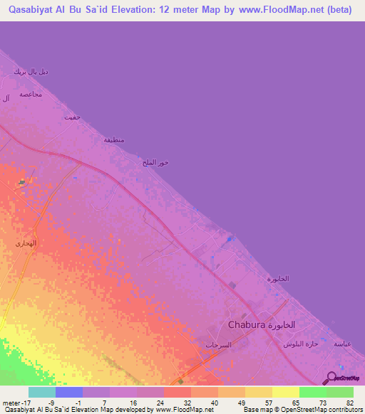 Qasabiyat Al Bu Sa`id,Oman Elevation Map