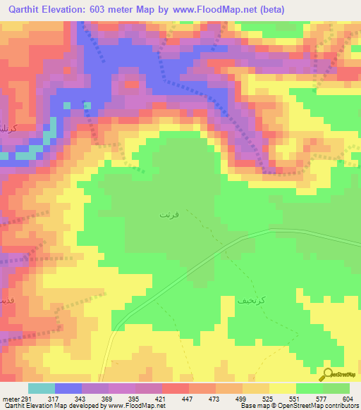 Qarthit,Oman Elevation Map