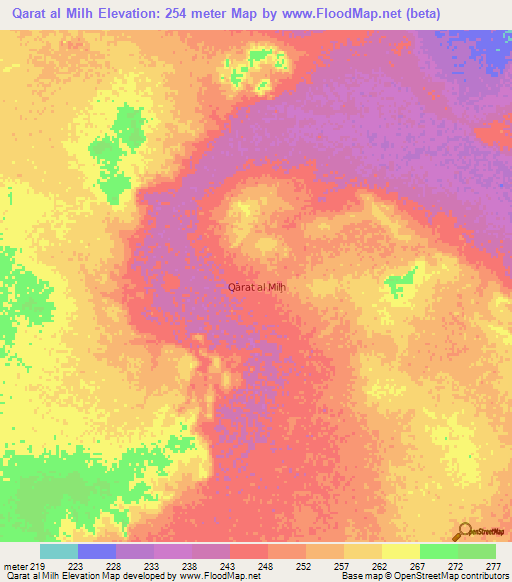 Qarat al Milh,Oman Elevation Map