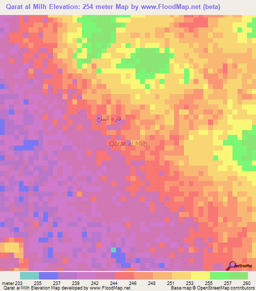 Qarat al Milh,Oman Elevation Map