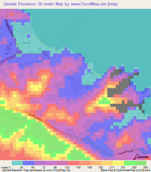 Qantab,Oman Elevation Map