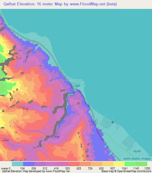 Qalhat,Oman Elevation Map