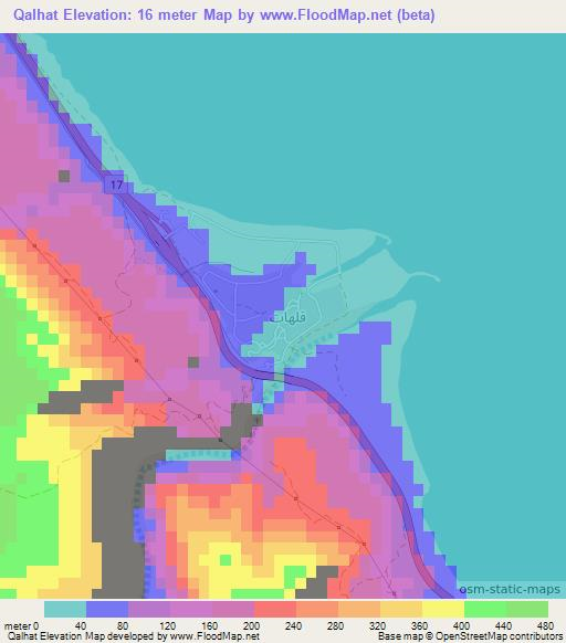 Qalhat,Oman Elevation Map