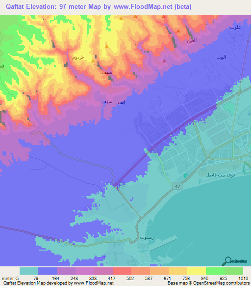 Qaftat,Oman Elevation Map