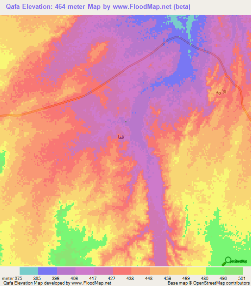 Qafa,Oman Elevation Map