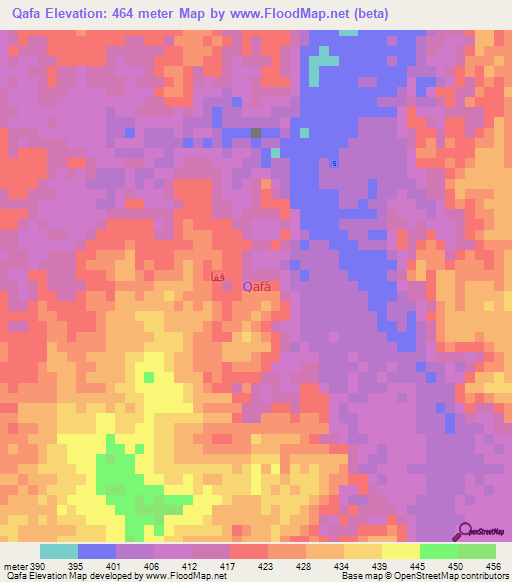 Qafa,Oman Elevation Map