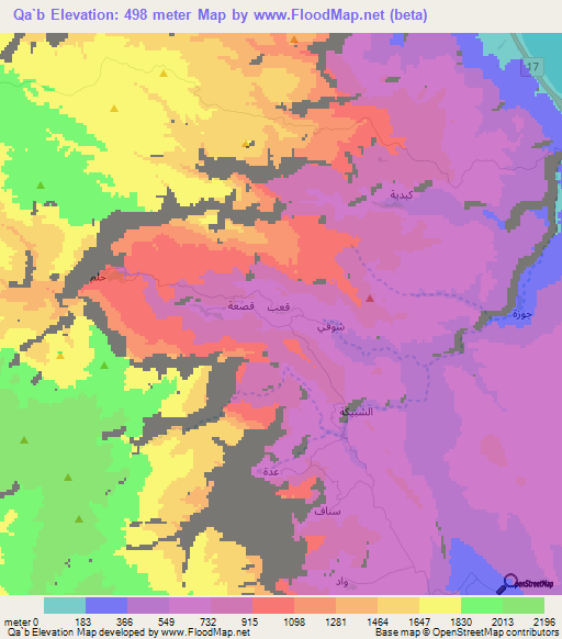 Qa`b,Oman Elevation Map