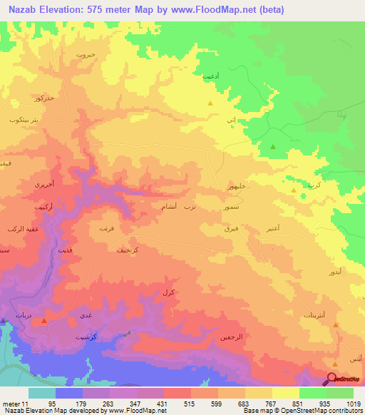 Nazab,Oman Elevation Map