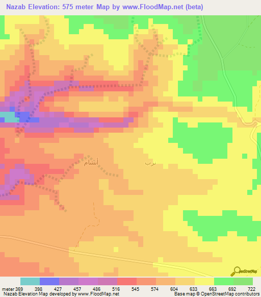 Nazab,Oman Elevation Map