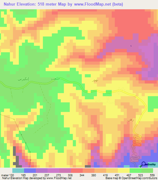 Nahur,Oman Elevation Map