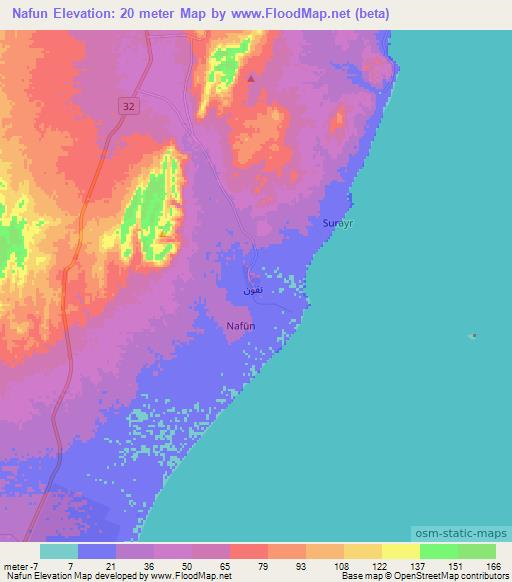 Nafun,Oman Elevation Map