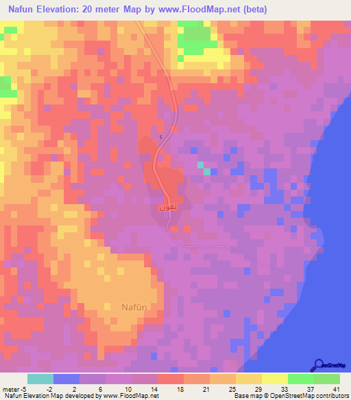 Nafun,Oman Elevation Map