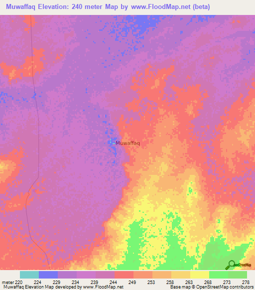 Muwaffaq,Oman Elevation Map