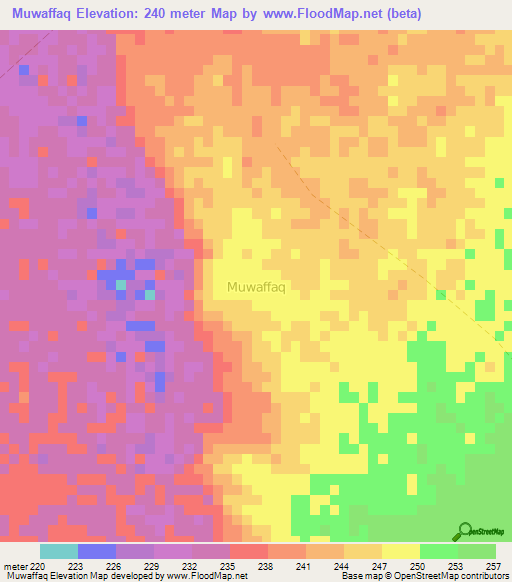 Muwaffaq,Oman Elevation Map