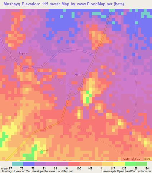 Mushayq,Oman Elevation Map