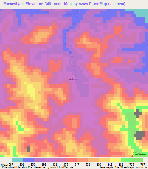 Musayfiyah,Oman Elevation Map