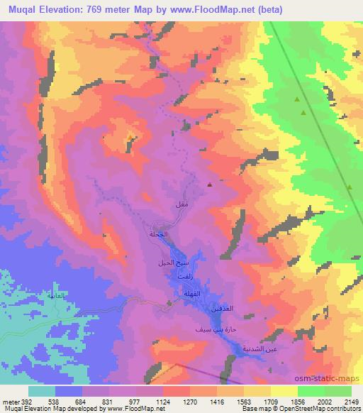 Muqal,Oman Elevation Map