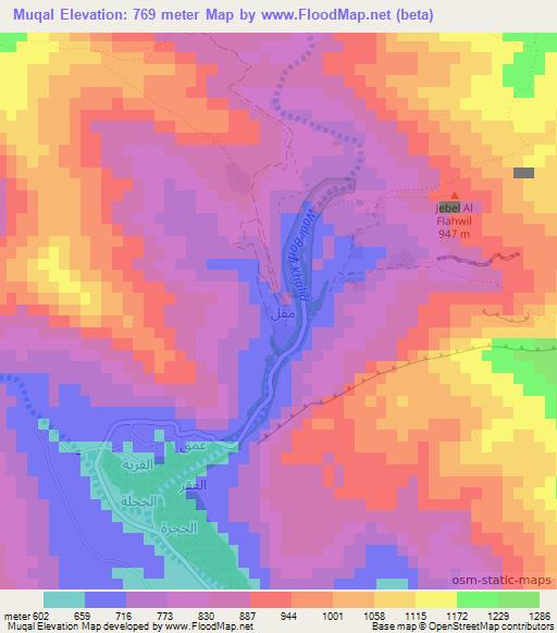 Muqal,Oman Elevation Map