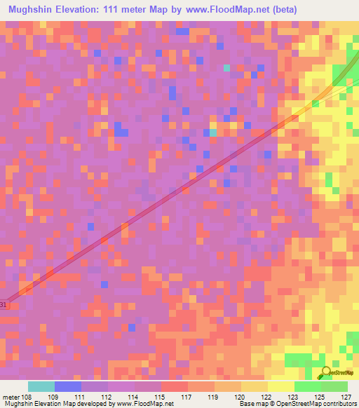 Mughshin,Oman Elevation Map