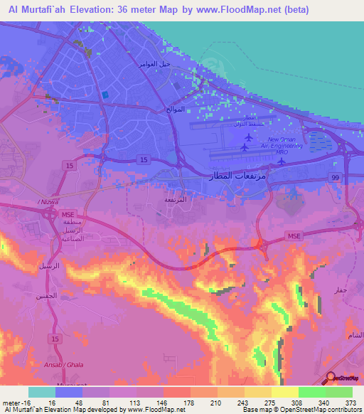 Al Murtafi`ah,Oman Elevation Map