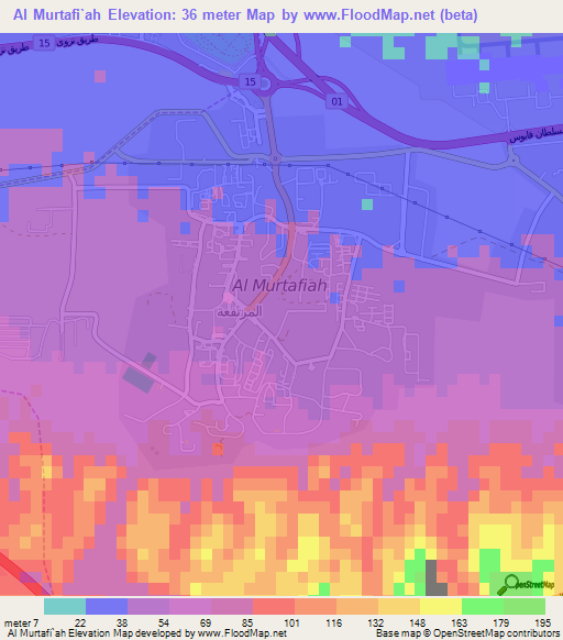 Al Murtafi`ah,Oman Elevation Map