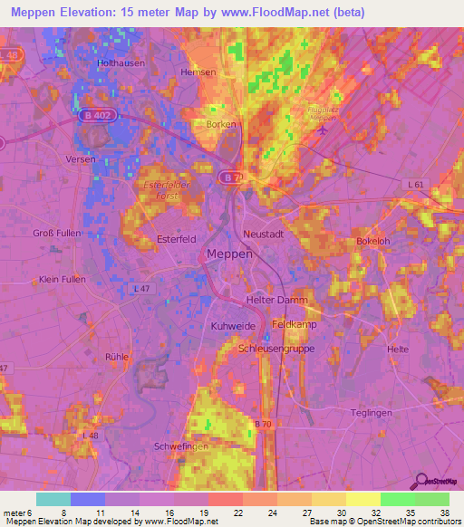 Meppen,Germany Elevation Map