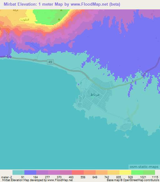 Mirbat,Oman Elevation Map