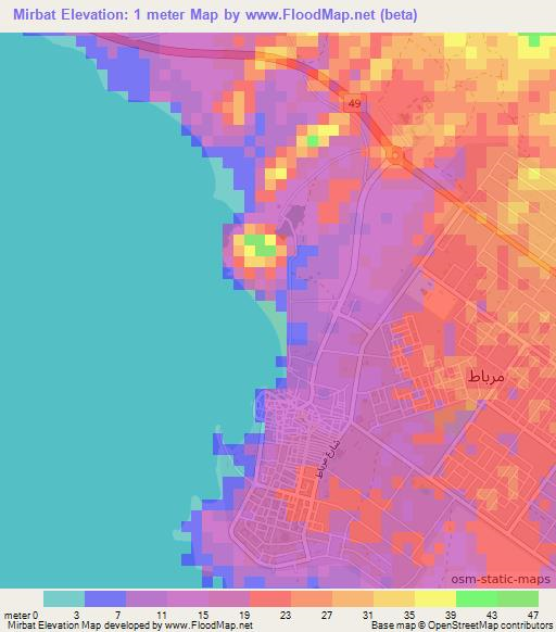 Mirbat,Oman Elevation Map