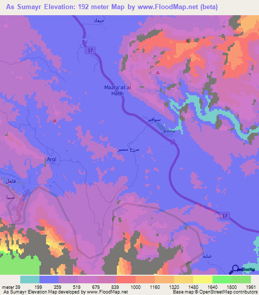 As Sumayr,Oman Elevation Map