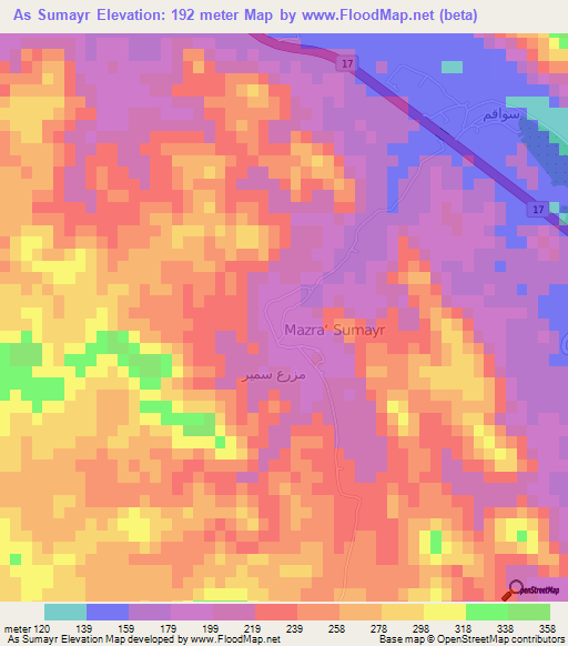 As Sumayr,Oman Elevation Map