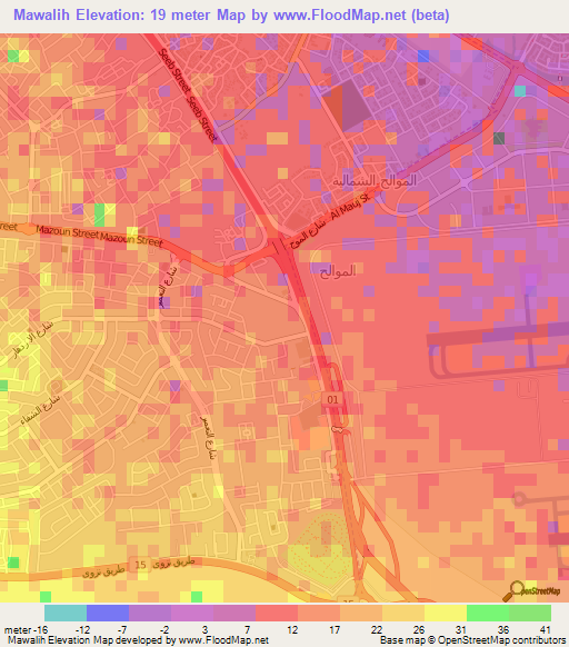 Mawalih,Oman Elevation Map