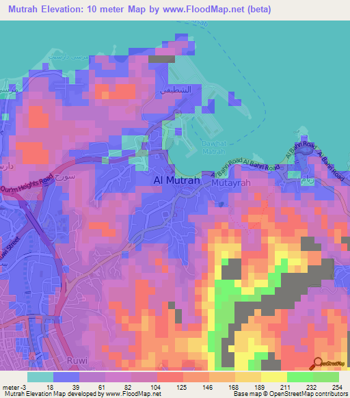 Mutrah,Oman Elevation Map