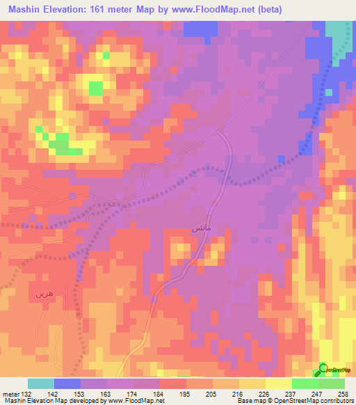 Mashin,Oman Elevation Map