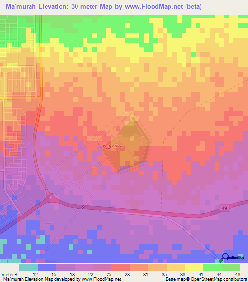 Ma`murah,Oman Elevation Map